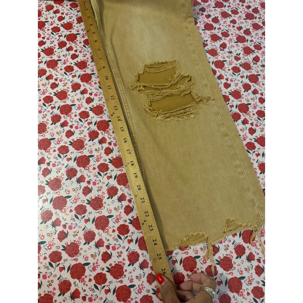 Vervet Women Mustard Tan Distressed Wide Leg High‎ Rise Jeans Size 27 e3 - Picture 7 of 7